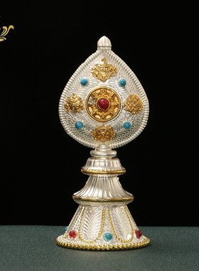 曼扎盘供修佛堂家用客厅摆件八吉祥曼茶罗盘带宝石托盘曼达盘全