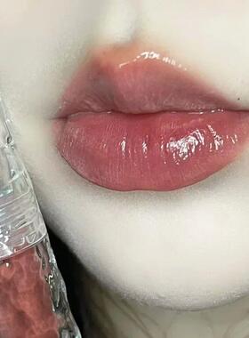 Waterproof Mirror Nude Lip Gloss Transparent Nude Dark Brown