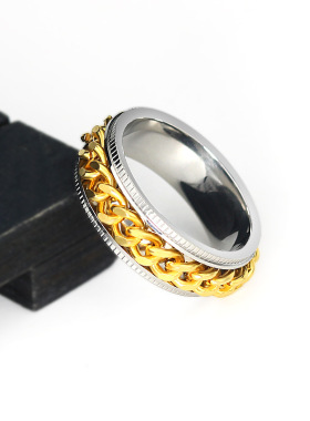 Mens titanium steel can rotate chain ring stainless steel p