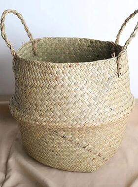 Wicker Basket Toy Organizer Folding Rattan Seagrass Storage