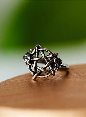 Gothic Pentagram Vines Ring Vintage Knuckle Finger Rings for