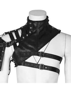 Gothic Leather Armor Pullover Vest With Pocket Men Women Hip
