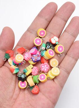 30Pcs/Pack Mix Fruit Shape Pendant Polymer Clay Bead Pendant