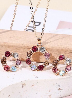 Luxury Designer Colorful Crystal Rhinestone Necklace Earring