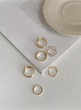 New Punk Finger Rings 6pcs/set Minimalist Smooth Black Geome