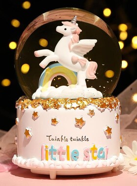 Dream Unicorn Crystal Ball Music Box Snow Birthday Gift for