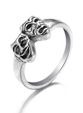 New retro double face skull casting ring ring exaggerated pe