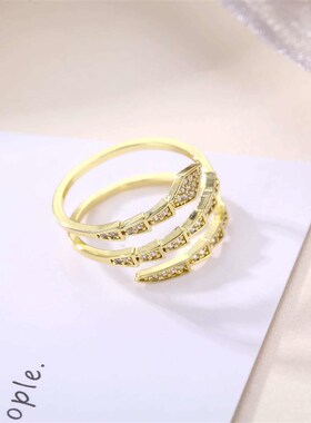 New multi-layer zircon ring multi-row ring ladies vintage op