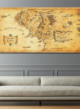 Movie Map Of Middle Earth Canvas Painting Posters and Prints