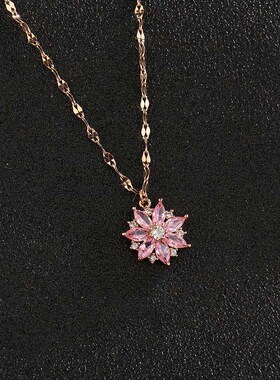 Sweet flower snowflake collarbone chain copper micro-set pen