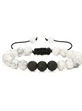 Three White Pine Volcanic Stone Mens Beaded Brlet Lava Rock