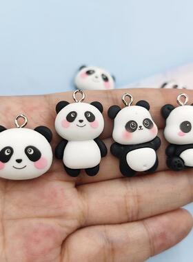 10Pcs Cartoon Anmial Panda Head Cute Charms Pendants Resin F