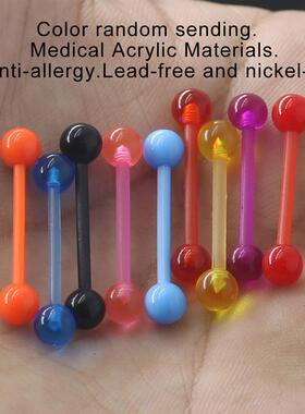 10 Pcs Mixed Candy Color Barbell Bar Ball Plastic Tongue Ind