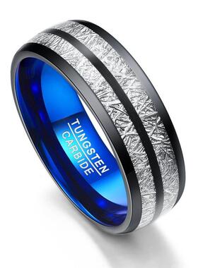 Black Blue Stainless Steel Rings For Men