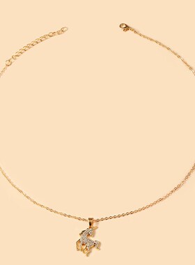 -New cartoon diamond unicorn pendant simple temperament wome