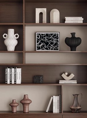 中古壁柜酒柜开放格装饰侘寂风民宿会所酒店大平层高级感复古摆件