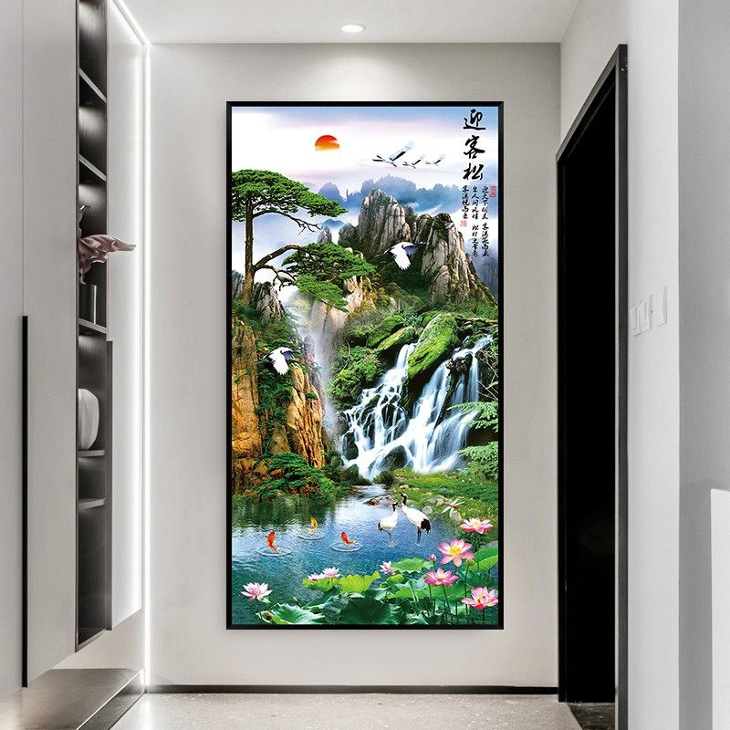 玄关自粘装饰画墙贴中式山水风景画屏风贴纸墙画墙纸壁画壁纸贴画,淘宝优惠券,粉丝福利购,淘宝优惠卷