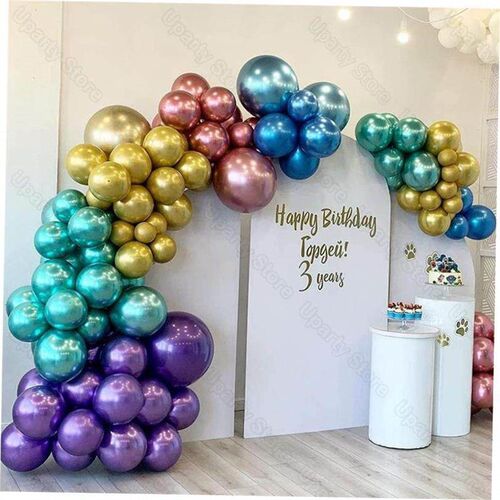 10/20/30pcs Metallic Birthday Balloons Metal Blue Red - 图1