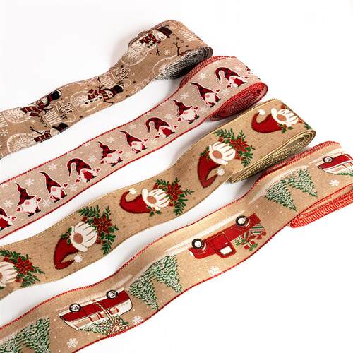 Christmas car snowman powder ribbon tree decoration 耶诞丝带 - 图0