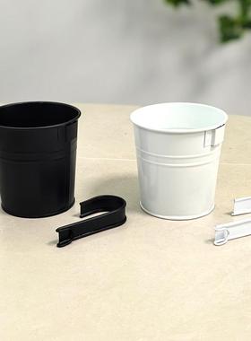 跨境黑色悬挂铁艺花盆挂盆可拆卸挂钩吊桶多肉绿植阳台栅栏花盆