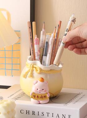 创意笔筒高级感大容量文具收纳盒办公桌面装饰品摆件教师节礼物