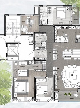 在线户型分析家居布局买房子选房屋办公室住宅装修缺角风景山水件
