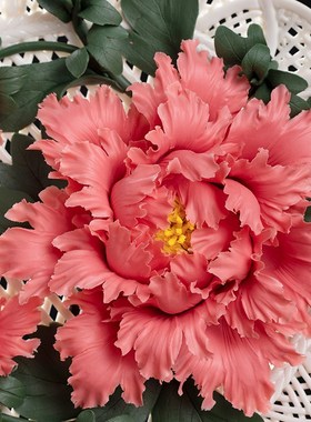 陶瓷牡丹花挂盘摆件家居客厅酒柜书房博古架装饰品开业乔迁礼品