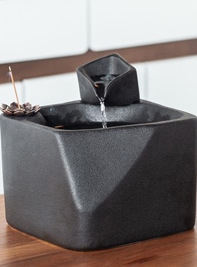 陶瓷流水器家居装饰摆件桌面招财创意客厅办公室水景鱼缸喷泉礼品