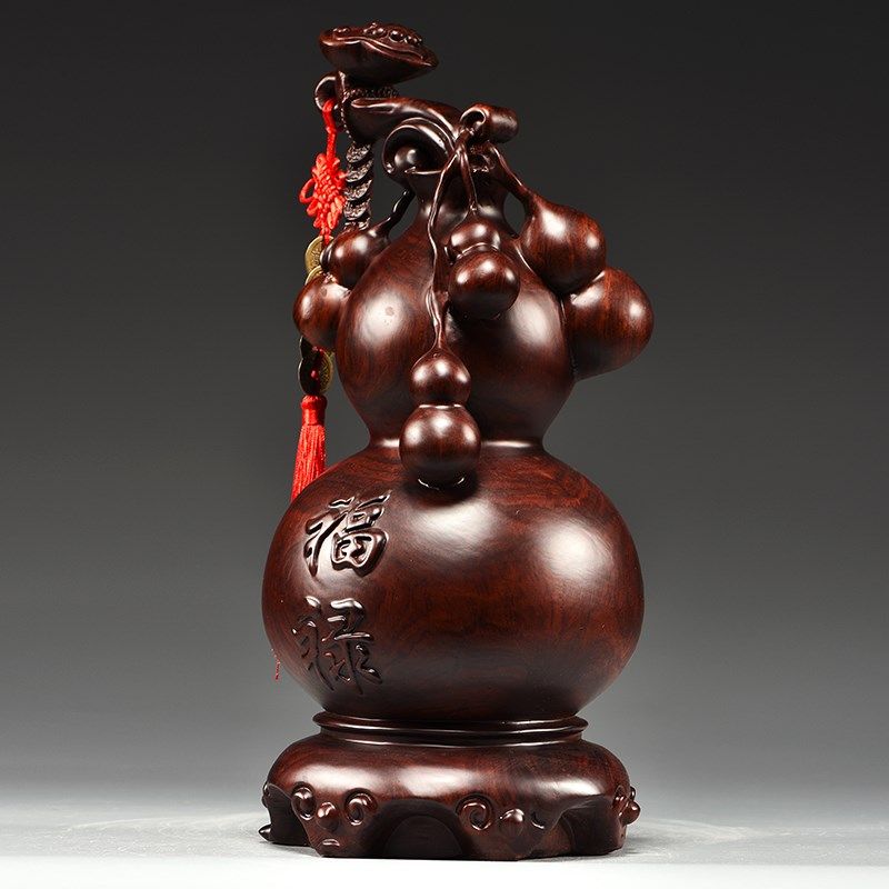 黑檀木雕如意葫芦摆件实木家居客厅电视柜中式装饰乔迁送礼工艺品,淘宝优惠券,粉丝福利购,淘宝优惠卷