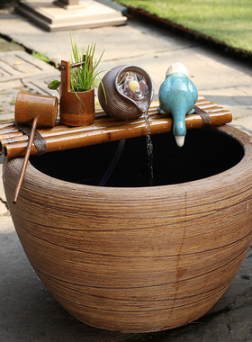 小型陶瓷鱼缸自制出水口diy装饰循环吐水流水器摆件水族箱微景观