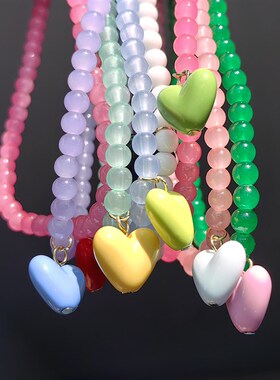 ZX Handmade Transparent Beaded Chain Short Chokers for Women