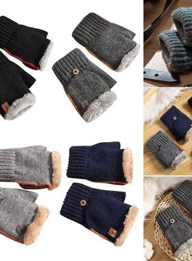 Thickened+Plush+Fluffy+Autumn+Winter+Knitting+Mittens+Flip+C