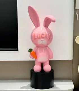 红色兔子树脂摆件可爱客厅装饰