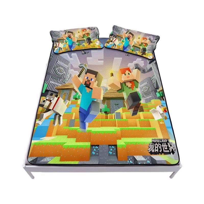 超划算童冰丝凉席三件我的世界游戏床品软席子夏季可折叠空调席,淘宝优惠券,粉丝福利购,淘宝优惠卷