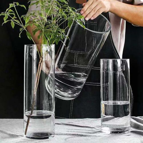 Transparent Straight Glass Vase Floor Thickened Horse Drunk - 图1