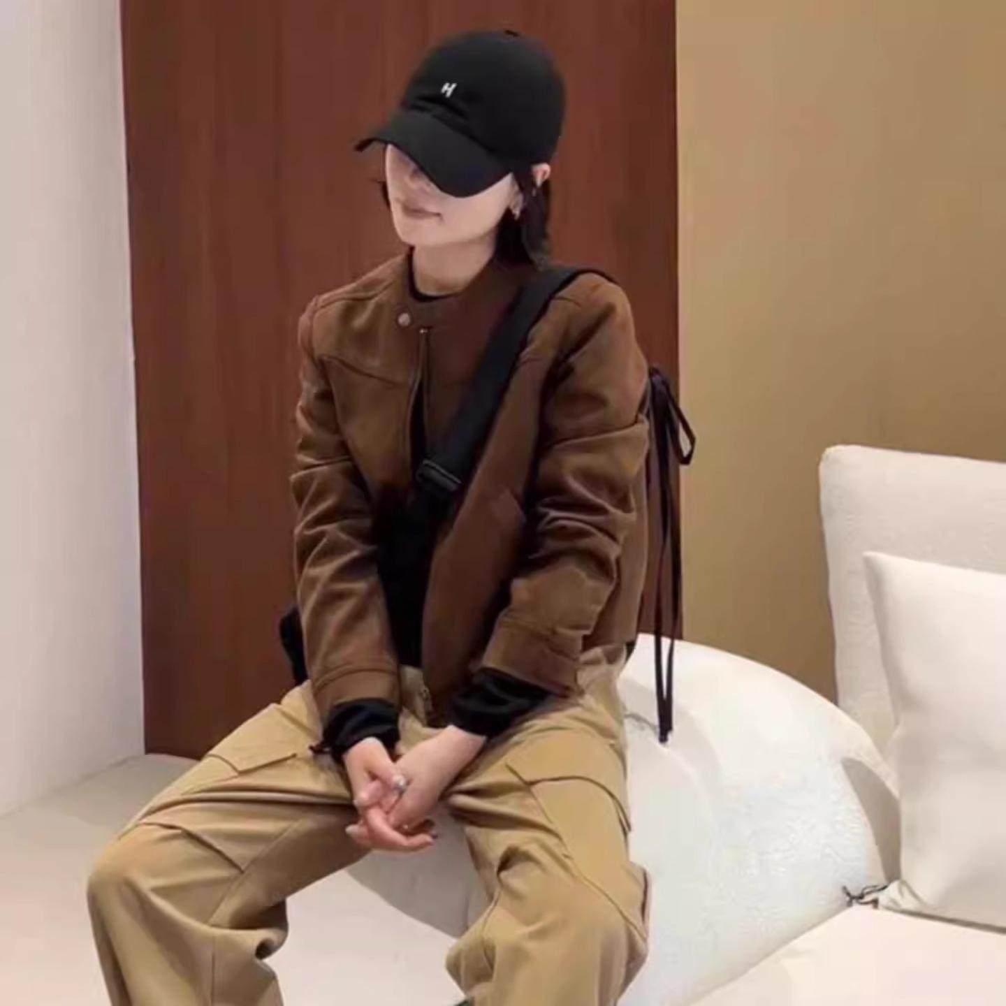 2025春秋款短款立领麓皮绒外套女新款韩系小个子高级感休闲夹克上,淘宝优惠券,粉丝福利购,淘宝优惠卷