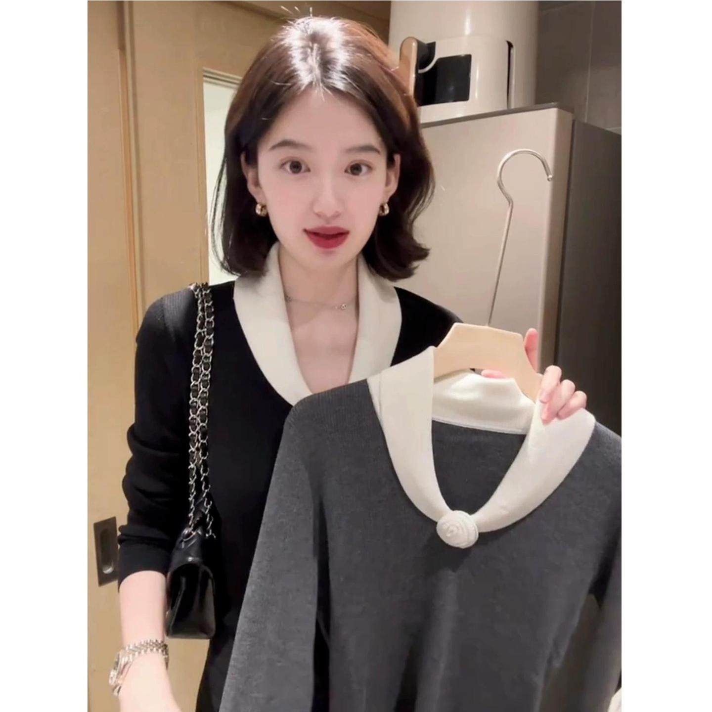 秋冬韩系氛围感穿搭慵懒高级感套头毛衣内搭打底白色羊绒针织衫女,淘宝优惠券,粉丝福利购,淘宝优惠卷