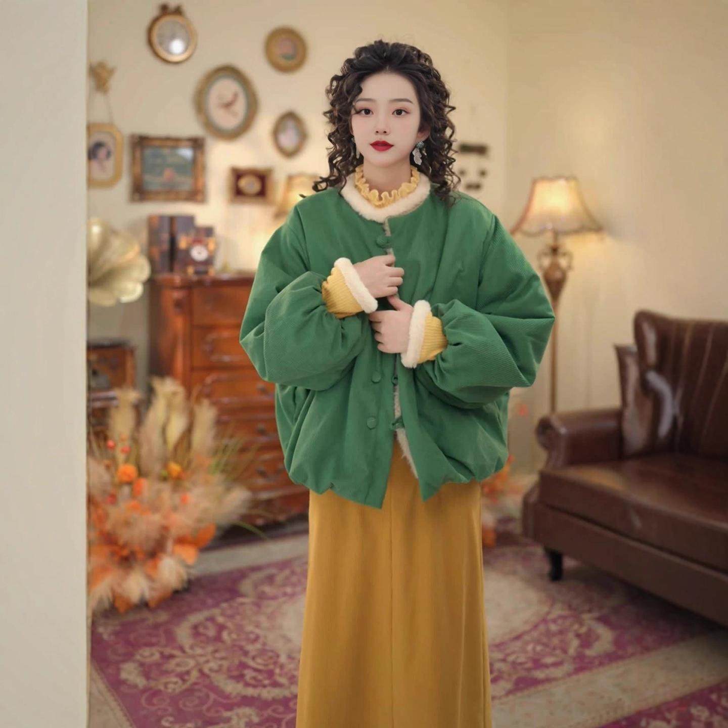 2025冬复古灯芯绒两面穿外套女宽松显瘦百搭羊羔毛保暖短外套棉衣,淘宝优惠券,粉丝福利购,淘宝优惠卷