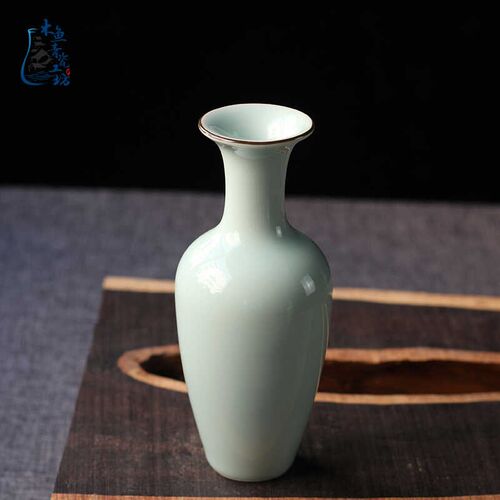 龙泉青瓷现代创意家居饰品摆件陶瓷古典中式花器台面水培花插花瓶 - 图1