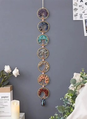 七晶树高档水晶碎石七彩手工七色挂件七晶树家居挂件福字福袋装