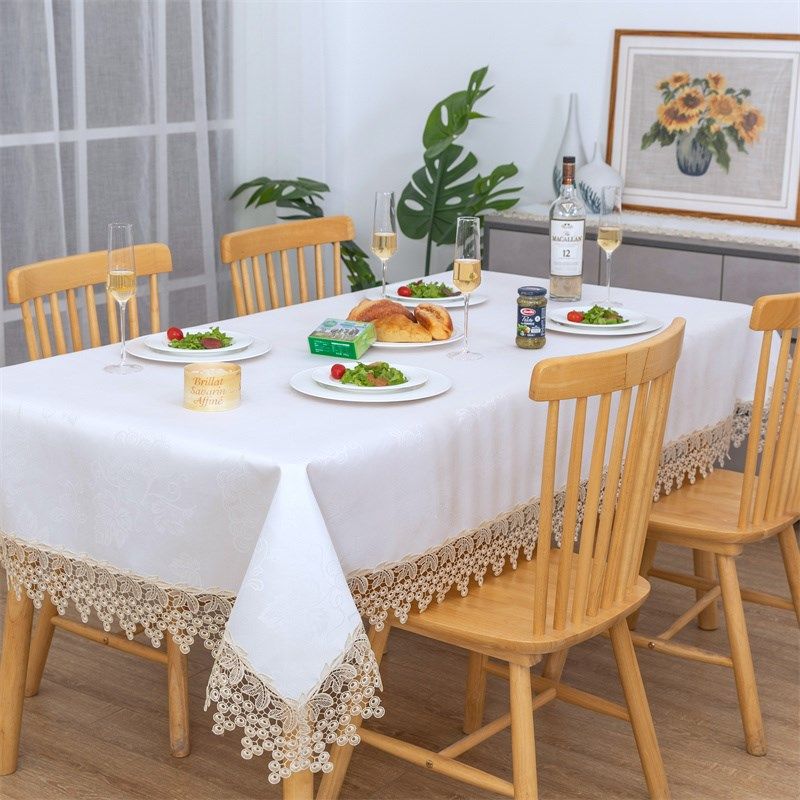 防水防油免洗欧式白色蕾丝花边提花贡缎茶几圆桌布盖巾布艺餐桌布,淘宝优惠券,粉丝福利购,淘宝优惠卷