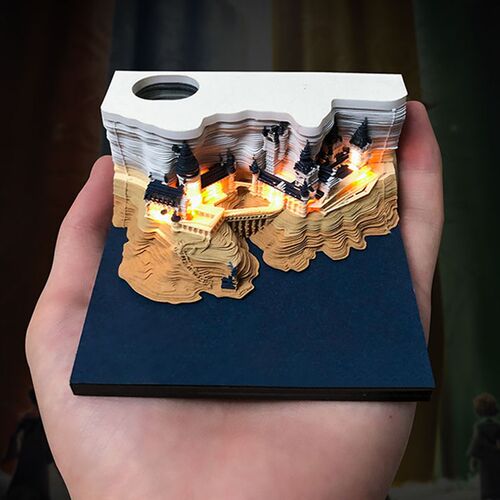 Omoshiroi Block 3D Memo Pad Led Howarts Notepad 3D Model Cas - 图0