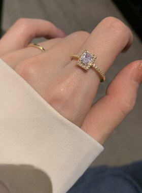 Classic Moissanite Wedding Engagement Square Lucky Ring for