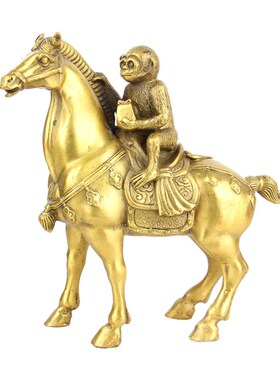 朴器 寸手持官印马上封侯摆件 铜马摆件