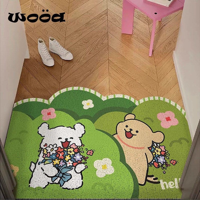 线条小狗绿色丝圈进门入户门玄关门厅门垫地垫地毯可裁剪小清新垫,淘宝优惠券,粉丝福利购,淘宝优惠卷