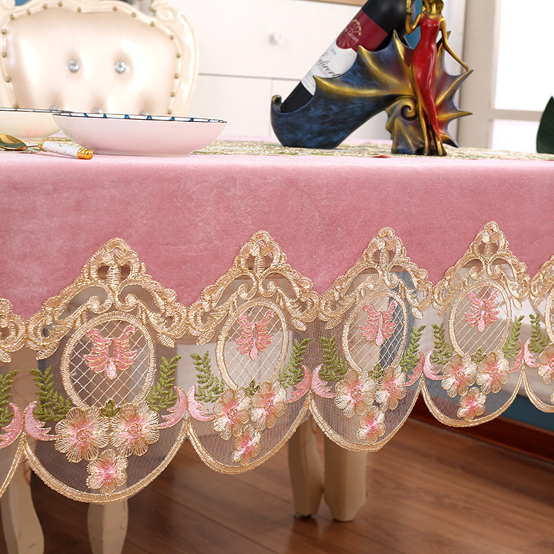 高档长方形家用餐桌布布艺高级感茶几椭圆形奢华防尘台布蕾丝欧式,淘宝优惠券,粉丝福利购,淘宝优惠卷