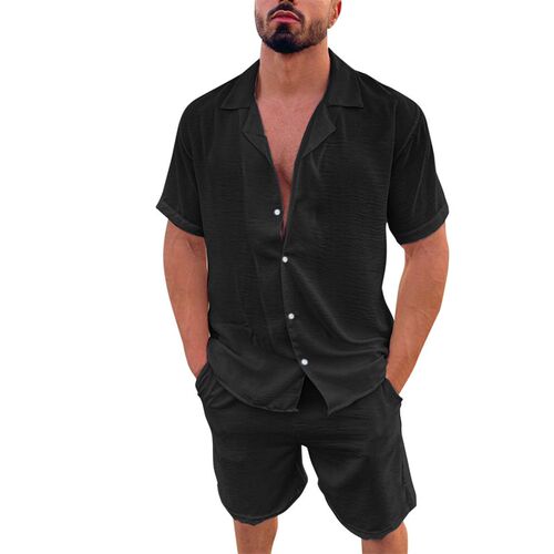 2025ebay Hot Sale Waiian Mens Lapel Cotton And Line, Solid - 图3