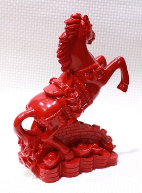 天然朱砂马到成功家居客厅摆件中式办公室工艺品商务礼品长城马红