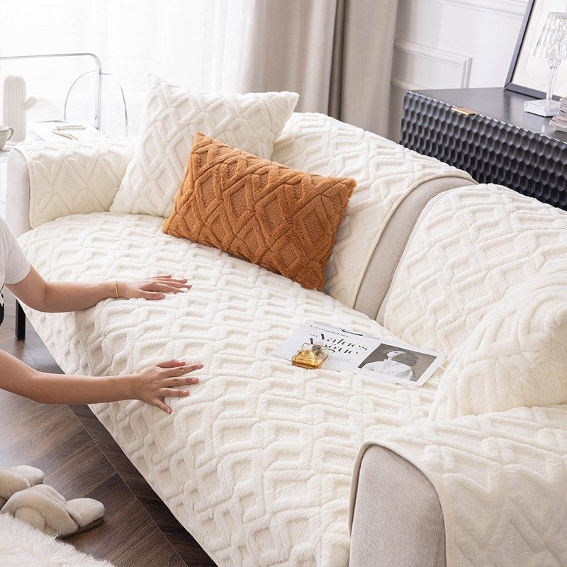 撸猫感兔毛绒沙发垫冬季加厚坐垫子皮沙发罩2023新款毛绒盖布巾,淘宝优惠券,粉丝福利购,淘宝优惠卷