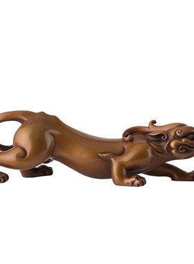 紫铜貔貅摆件创意书房清供镇纸笔架办公室桌面装饰螭龙车载工艺品